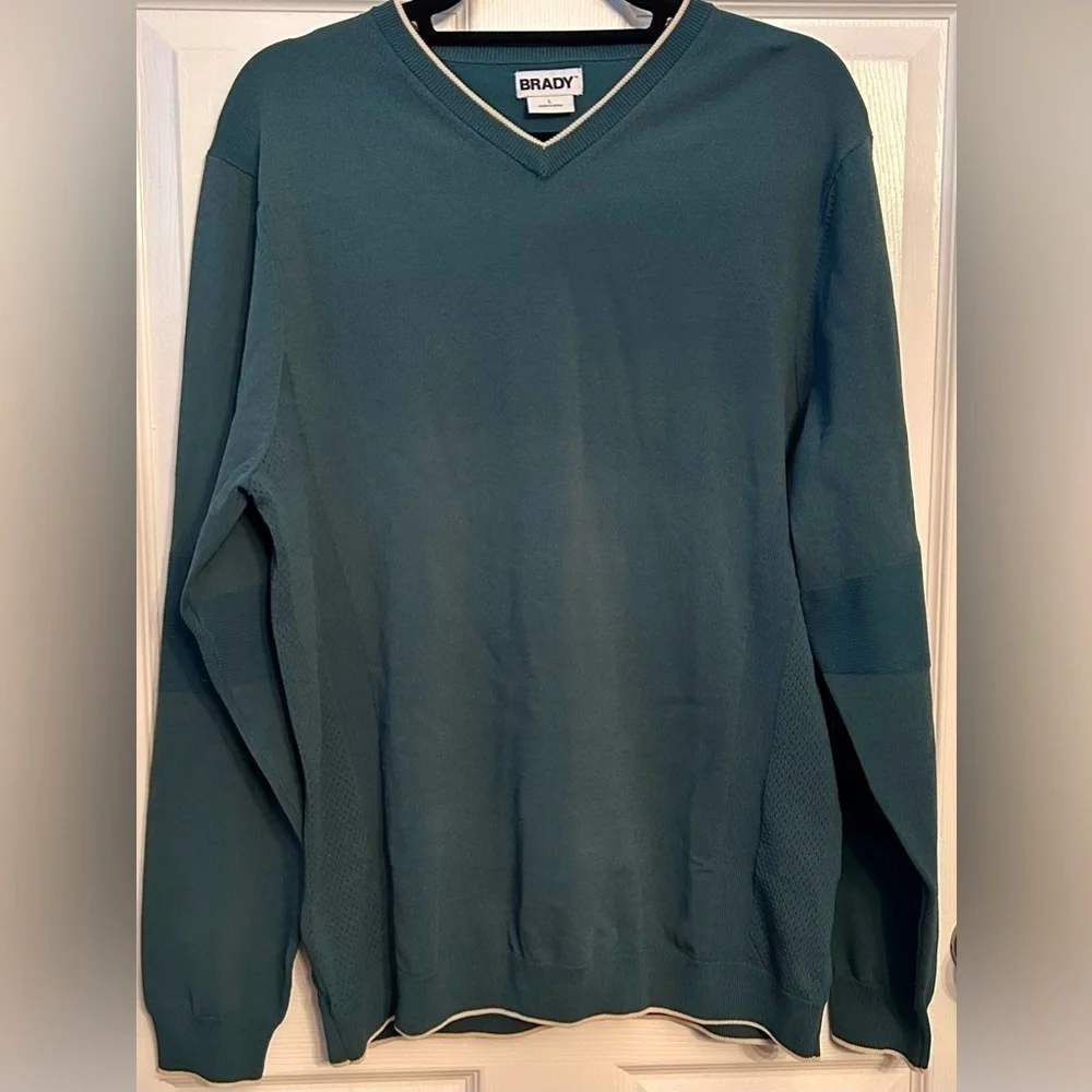 NWOT BRADY Men’s V-Neck Sweater- Teal/ Size Large